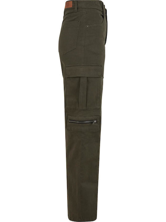 Damen Stoff Hose in Lockere Passform Blackolive