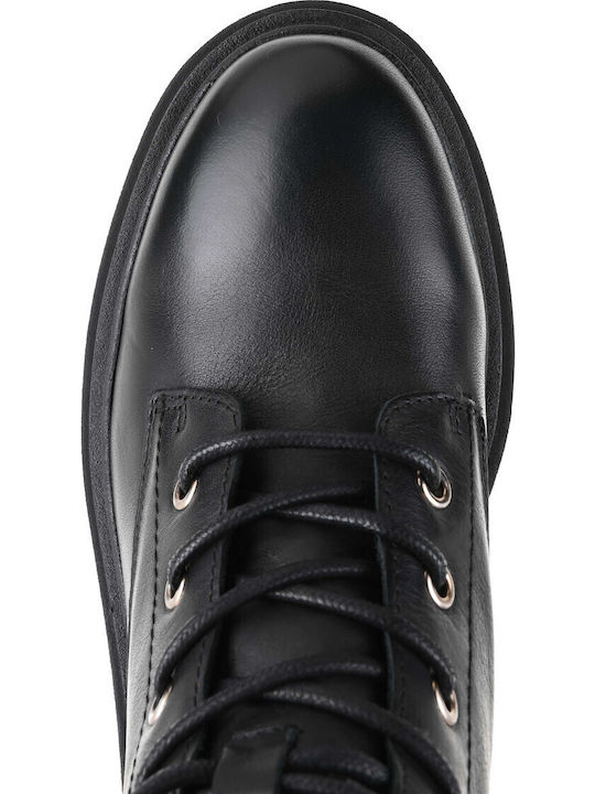 Leder Stiefeletten Damen Schwarz