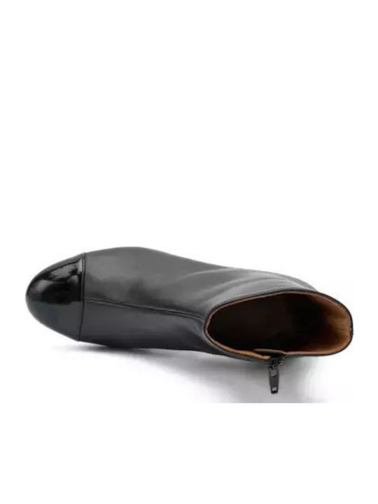 Leather Women's Ankle Boots with Medium Heel Black