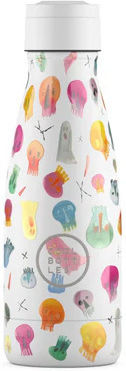 Cool Bottles Crazy Skulls Stainless Steel Kids Water Bottle with Straw Multicolour 260ml