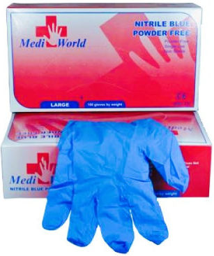 Medi World Nitrile Examination Gloves Powder Free Blue 100pcs