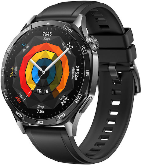 Huawei Watch GT 5 Stainless Steel 46mm Αδιάβροχο με Παλμογράφο (Μαύρο)
