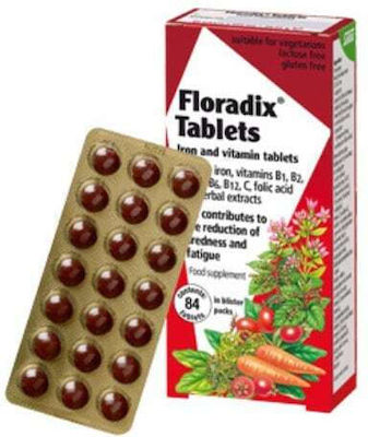 Power Health Floradix Βιταμίνη για Ενέργεια, Ενίσχυση του Ανοσοποιητικού, τα Μαλλιά & τo Δέρμα 7mg 84 ταμπλέτες