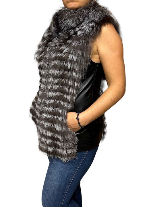 PATMOS WOMEN'S FUR VEST GREY