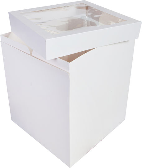 Quadratische weiße Papierkuchenbox mit Fenster 1 Stück Nr. 35