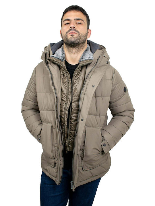 Artisti Italiani Geacă pentru bărbați de iarnă Puffer Beige