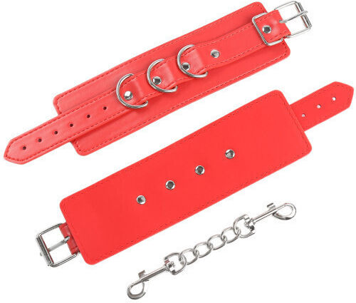 Naughty Toys Leather Χειροπέδες σε Κόκκινο Χρώμα