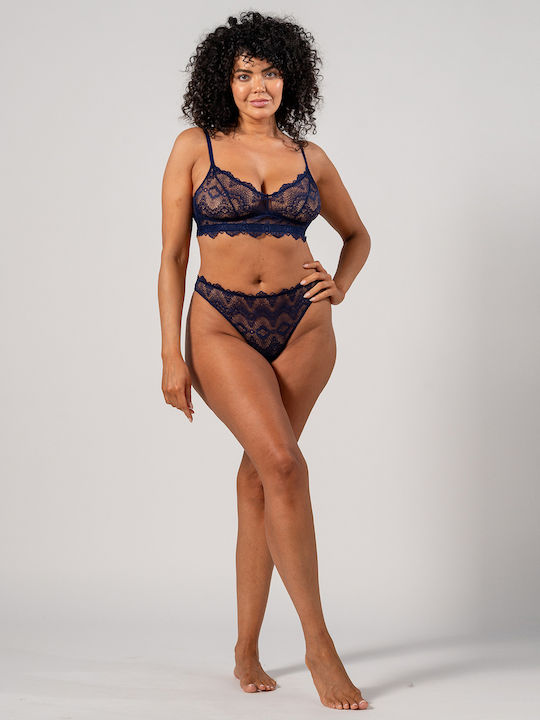 Balconette Navy Μπλε Σουτιέν με Ελαφριά Ενίσχυση χωρίς Μπανέλες