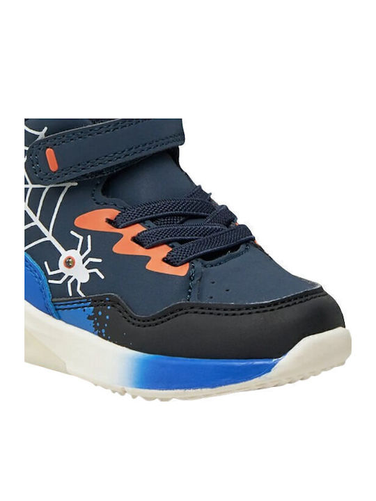 Παιδικά Sneakers High με Σκρατς & Φωτάκια Navy / Nero