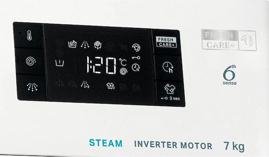 Whirlpool Πλυντήριο Ρούχων 7kg με Τεχνολογία Ατμού 1400 Στροφών 6th Sense FFB 7469 WV EE