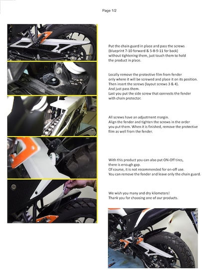 Moto Discovery Motorcycle Rear Wheel Fender for KTM 390 Adventure Black 1pcs