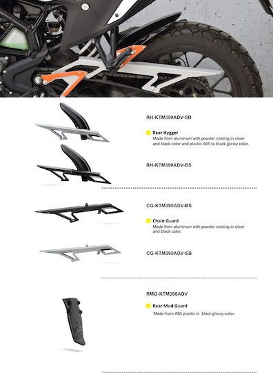 Moto Discovery Motorcycle Rear Wheel Fender for KTM 390 Adventure Black 1pcs
