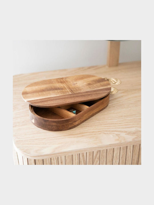 Andrea House Wooden Jewellery Box with Brown Mirror 24x14x3.5cm