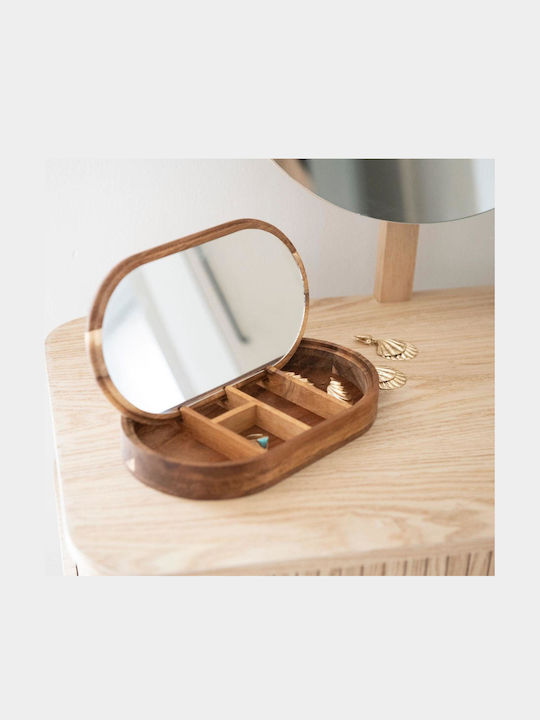 Andrea House Wooden Jewellery Box with Brown Mirror 24x14x3.5cm