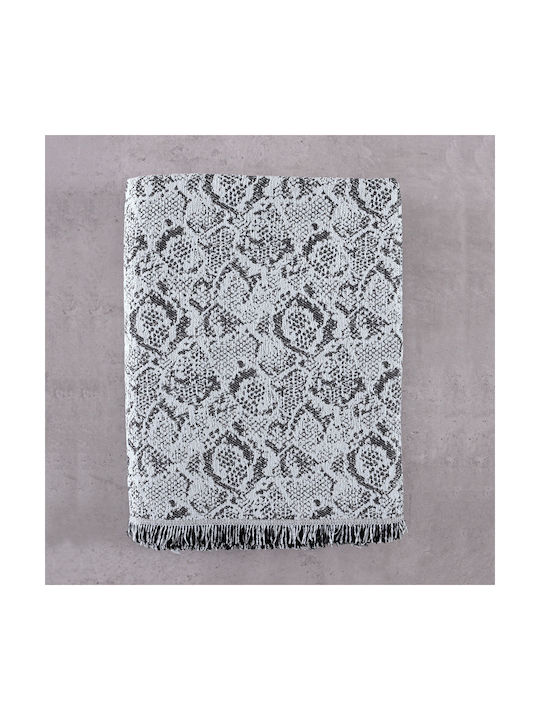Rythmos Dekorativer Kissenbezug Snake aus 100% Baumwolle Grau 40x40cm