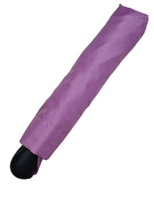 Windproof Mini 3-Fold Automatic Umbrella with 58cm Radius, Large with 104cm Opening, Fiberglass Frame - Solid Purple Lilac with Sport Handle