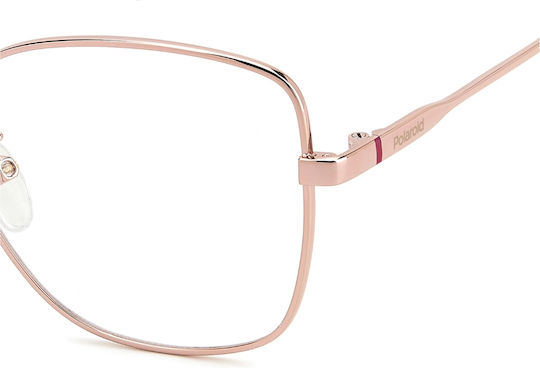 Polaroid Damen Metallischer Brillengestell Schmetterling Rose Gold PLDD521/G 35J