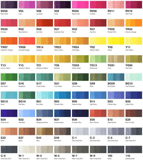 Copic Sketch 72 Colors Set A