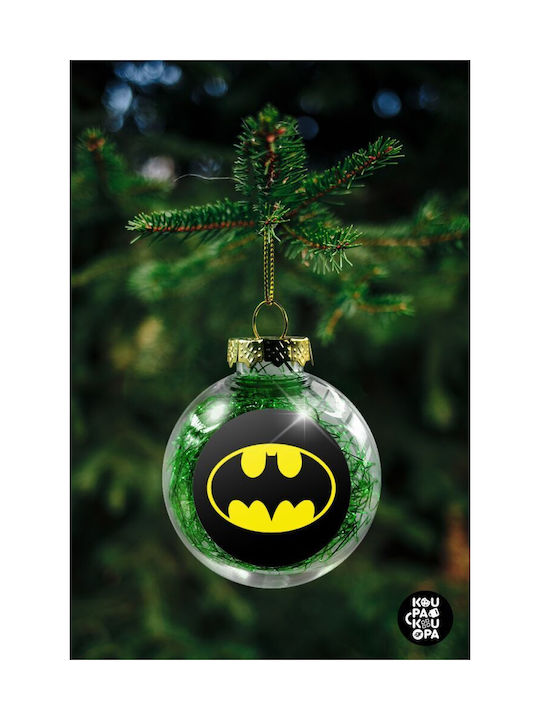 Batman Christmas Tree Ornament Transparent Ball with Green Filling 8cm