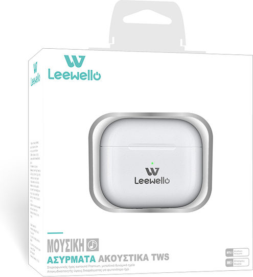 Leewello WP-423 In-ear Bluetooth Handsfree Ακουστικά με Θήκη Φόρτισης Λευκά