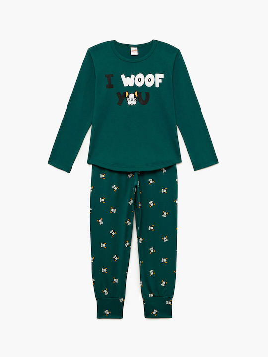 Minerva Kids Pyjamas Winter Cotton Green Alpine