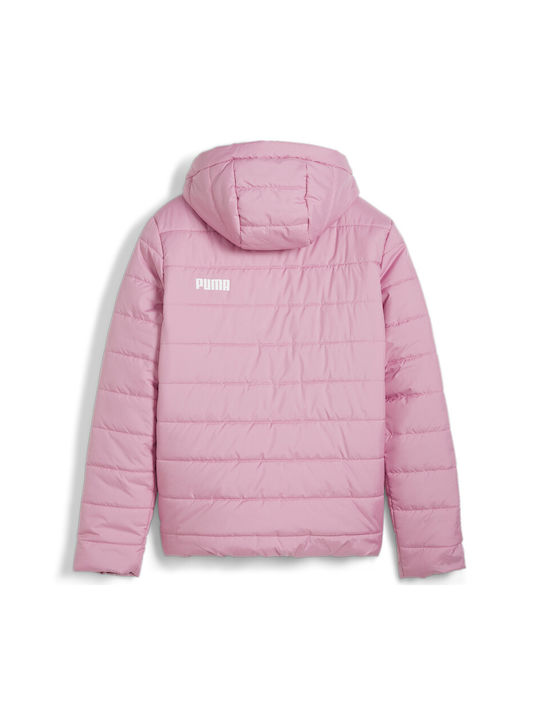 Puma Kids Casual Jacket with Hood Pink Padded