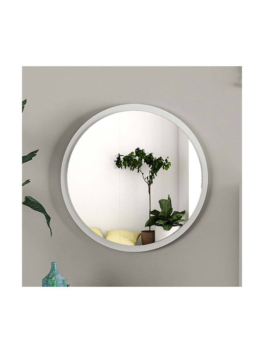 Pakketo Reflex Wall Mirror with White Wooden Frame 49x49cm 1pcs