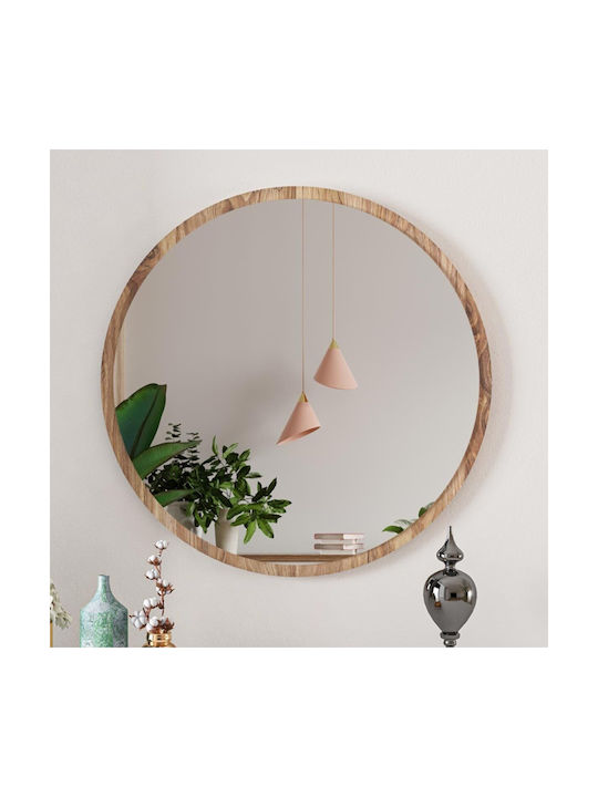 Pakketo Rodro Wall Mirror with Brown Wooden Frame 62x62cm 1pcs