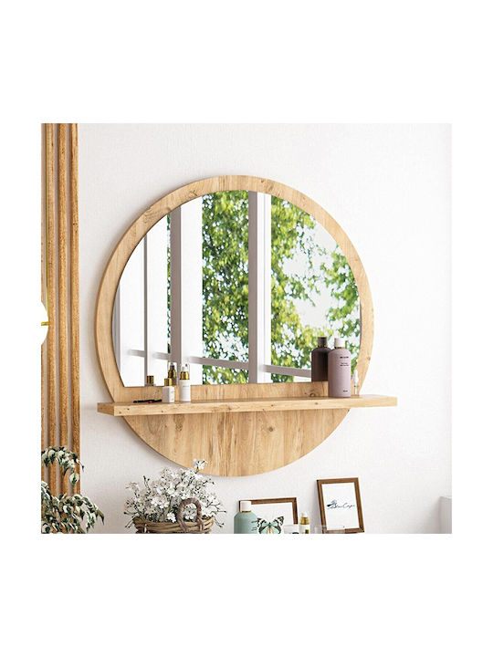 Pakketo Jaklyn Wall Mirror with Beige Wooden Frame 62x62cm 1pcs