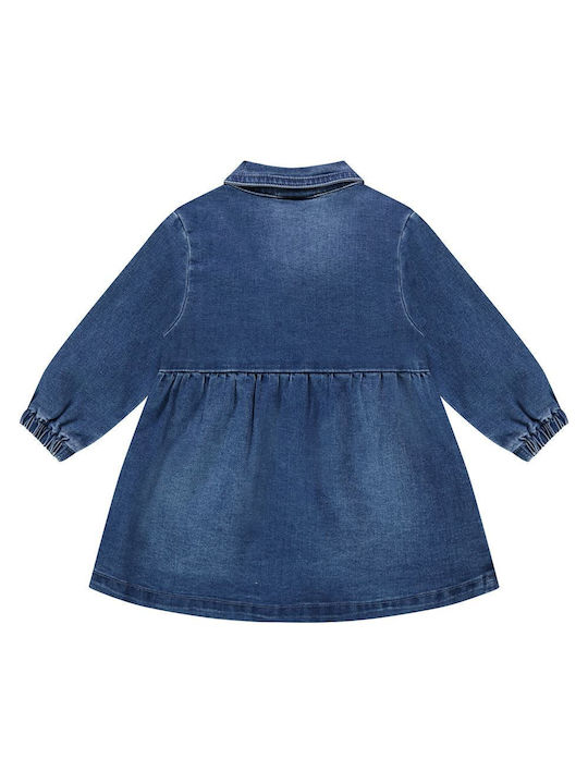 Babyface Kids Dress Denim Long Sleeve Blue