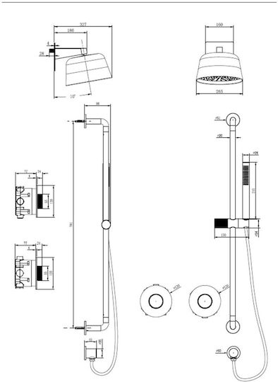 Sparke Built-in Mixer & Shower Head Set for Shower 2 Exits Gray Sparke Built-in Mixer & Shower Head Set for Shower 2 Exits Gray
