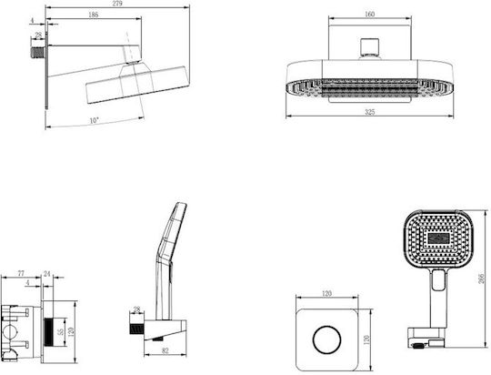 Sparke Built-in Mixer & Shower Head Set for Shower 2 Exits Gold Sparke Built-in Mixer & Shower Head Set for Shower 2 Exits Gold