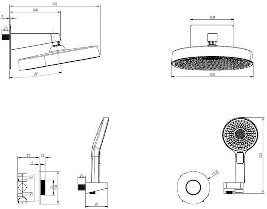 Sparke Built-in Mixer, Hand Shower & Shower Head Set for Shower 2 Exits Silver Sparke Built-in Mixer, Hand Shower & Shower Head Set for Shower 2 Exits Silver