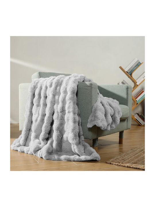 Homelevel Homelevel Faux Κουβέρτα Γούνινη Καναπέ 127x152εκ. Grey