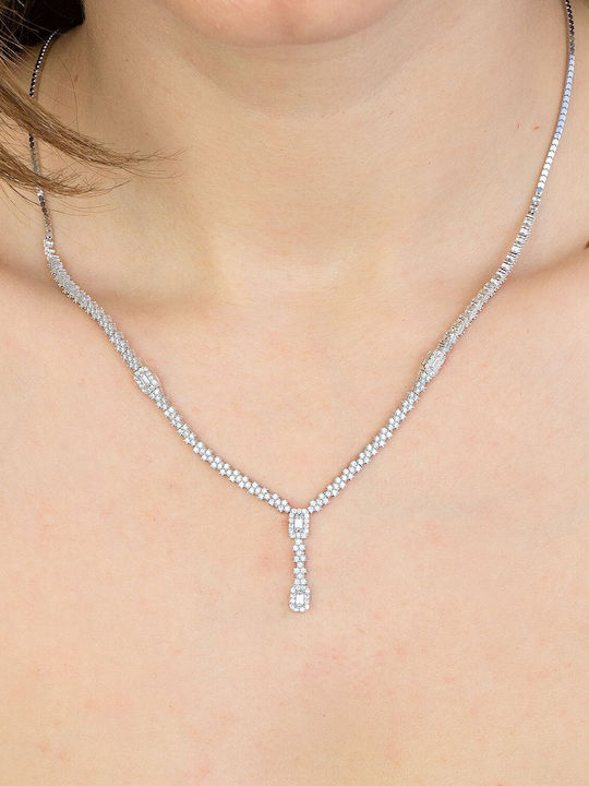 Kiriakos Gofas Set with Necklace , Ring & Bracelet from White Gold 14K with Stones