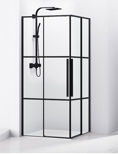Sparke Kabine für Dusche mit Schieben Tür 80x80x195cm Schwarz