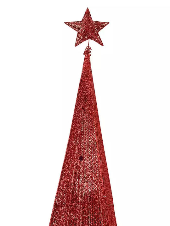 Illuminated Christmas Decorative Tree Pyramid 180cm Red