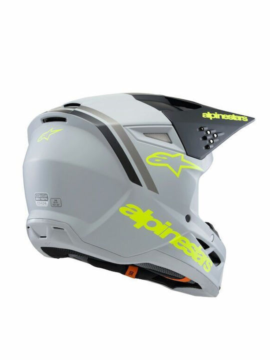 Alpinestars SM3 Gray/Black/Yellow Fluo Matte Child Motorcycle Helmet Motocross DOT ECE 22.06 1060g