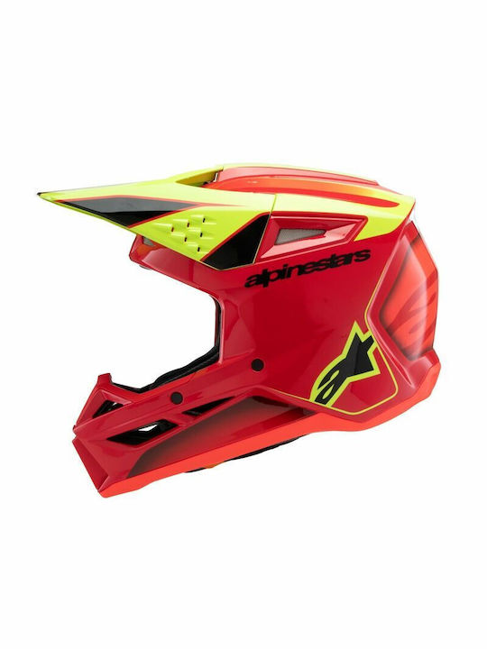 Alpinestars SM3 Red/Yellow Fluo/Black Glossy Child Motorcycle Helmet Motocross DOT ECE 22.06 1060g