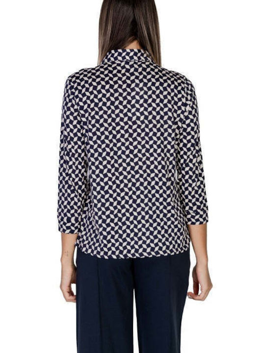 Street One Damen Bluse Baumwolle Langärmelig Blau