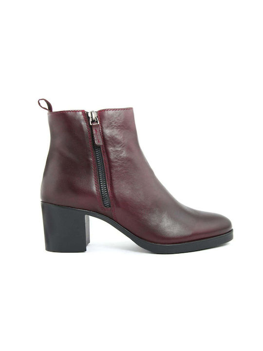 Fashion Attitude Leather Women's Ankle Boots Burgundy