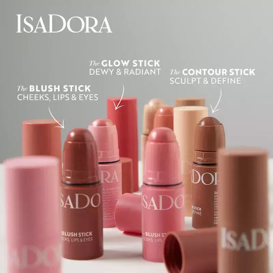 Multifunktionales Make-up-Produkt Augen Lippen Gesicht Isadora Blush Stick Farbton 46 Soft Brown Volumen 5,5 ml