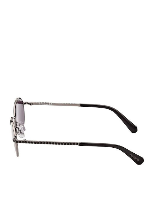 Swarovski Unisex Sunglasses with Silver Metal Frame and Purple Lens SK342 08A