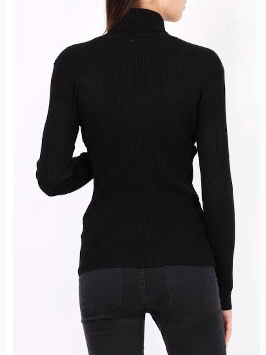 Cuca Damen Langarm Pullover Rollkragen black