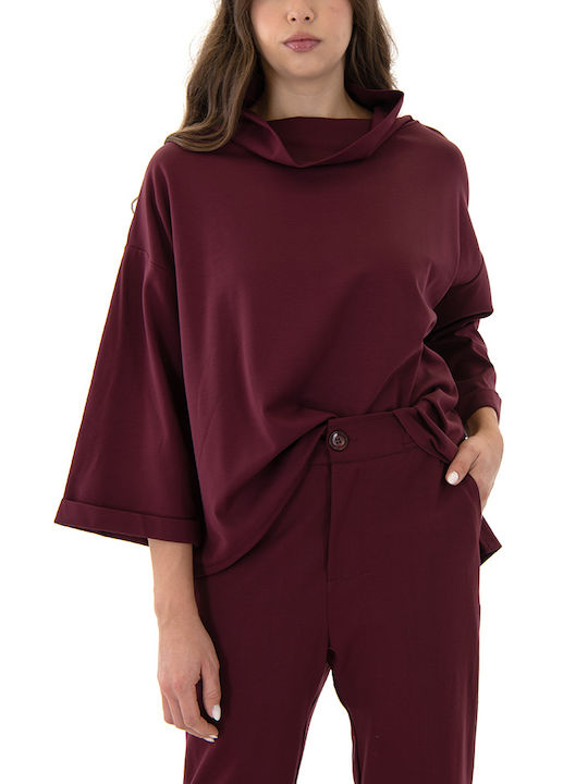 MY T Women's Blouse with 3/4 Sleeve Bordeaux