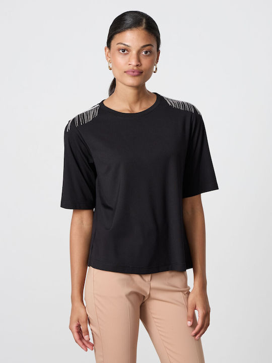 Passager Damen Sportliches Bluse Kurzärmelig black