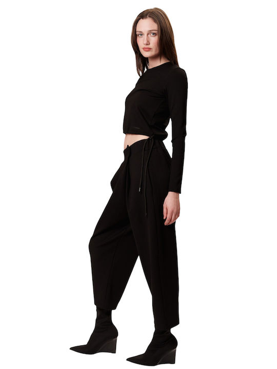Γυναικείο Crop Top Μακρυμάνικο Black