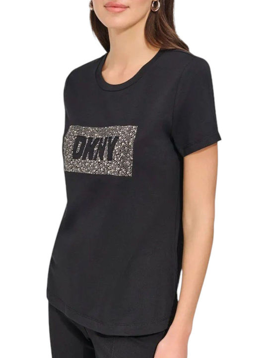 DKNY Logo Women's Blouse Short Sleeve Black