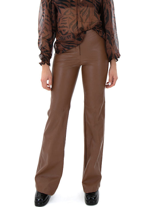 MY T Femeiesc Talie înaltă Tesatura Pantaloni Bootcut Fit Brown MY T Femeiesc Talie înaltă Tesatura Pantaloni Bootcut Fit Brown