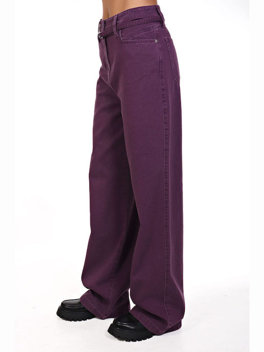 Hugo Boss High Waist Women's Jean Trousers Purple